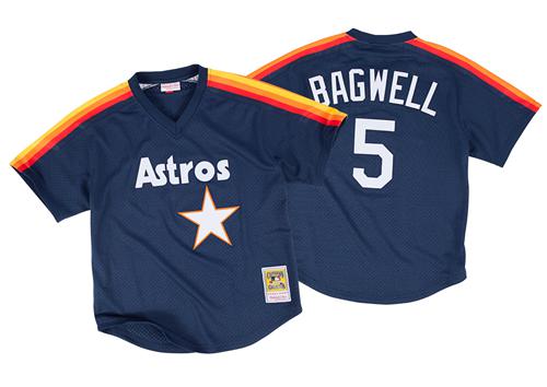 Mitchell And Ness 1991 Astros #5 Jeff Bagwell Navy Blue Throwback Stitched MLB Jersey